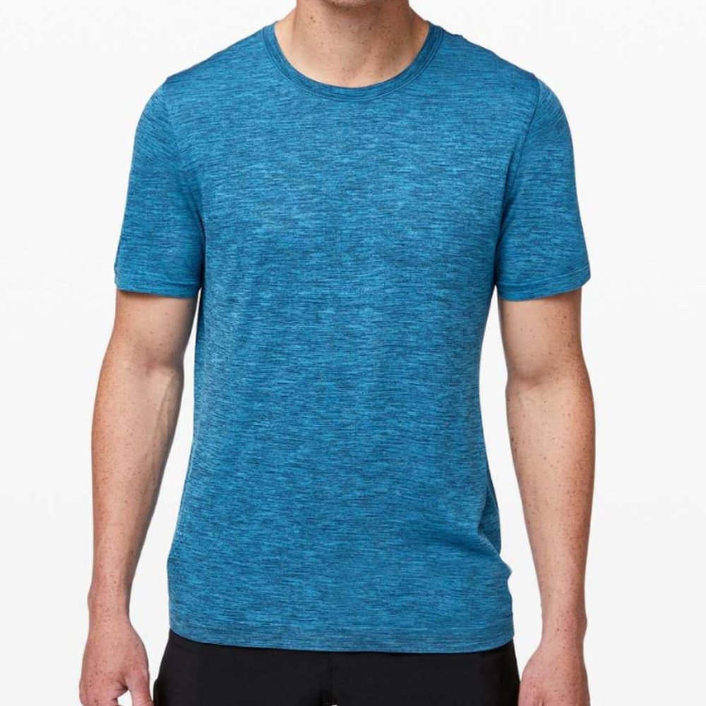 Lululemon Mens Metal Vent Breathe Short Sleeve True Navy/Neo Blue L